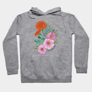 October Birth Flowers Marigolds and Cosmos Hoodie